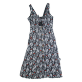 WHISTLES Womens Tea Dress Black Linen Crazy Pattern Sleeveless Midi UK 8
