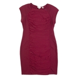 TED BAKER Womens Bodycon Dress Maroon Short Sleeve Knee Length M