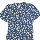 FAT FACE Womens Day Dress Blue Floral Short Sleeve Knee Length M