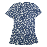 FAT FACE Womens Day Dress Blue Floral Short Sleeve Knee Length M