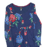 JOULES Womens Day Dress Blue Floral Long Sleeve Knee Length UK 8
