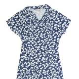 HOBBS LONDON Womens Pencil Dress Blue Spotted Short Sleeve Knee Length UK 12