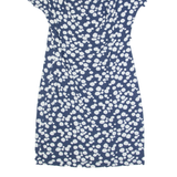 HOBBS LONDON Womens Pencil Dress Blue Spotted Short Sleeve Knee Length UK 12