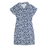HOBBS LONDON Womens Pencil Dress Blue Spotted Short Sleeve Knee Length UK 12