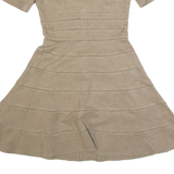 ISSA LONDON Womens Skater Dress Brown Short Sleeve Knee Length UK 8