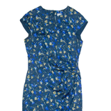 JIGSAW Womens Pencil Dress Blue Floral Short Sleeve Knee Length UK 10