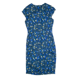 JIGSAW Womens Pencil Dress Blue Floral Short Sleeve Knee Length UK 10