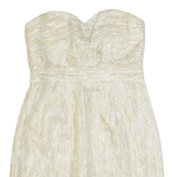 TIBI Womens Fit & Flare Dress Gold Sleeveless Knee Length UK 8