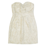 TIBI Womens Fit & Flare Dress Gold Sleeveless Knee Length UK 8