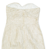 TIBI Womens Fit & Flare Dress Gold Sleeveless Knee Length UK 8