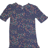 FAT FACE Oversized Womens Shift Dress Blue Floral Short Sleeve Knee Length UK 6