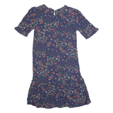 FAT FACE Oversized Womens Shift Dress Blue Floral Short Sleeve Knee Length UK 6
