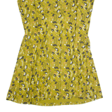 WHITE STUFF Womens A-Line Dress Yellow Floral Long Sleeve Midi UK 8