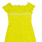 WHISTLES Womens Fit & Flare Dress Yellow Lace Short Sleeve Knee Length UK 10