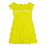 WHISTLES Womens Fit & Flare Dress Yellow Lace Short Sleeve Knee Length UK 10