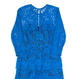 WHISTLES Womens Pencil Dress Blue Lace Long Sleeve Knee Length UK 6