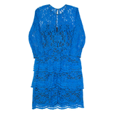 WHISTLES Womens Pencil Dress Blue Lace Long Sleeve Knee Length UK 6