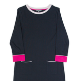 LAURA ASHLEY Womens Shift Dress Black Long Sleeve Knee Length UK 8