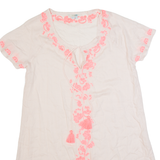 BODEN Womens Shift Dress Cream Short Sleeve Knee Length UK 14