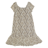 GANNI Womens Day Dress Brown Lace Short Sleeve Midi XS