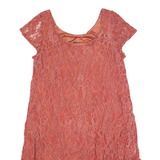 GANNI Womens Day Dress Red Lace Short Sleeve Knee Length S