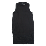 REISS Womens Shift Dress Black Sleeveless Knee Length UK 6