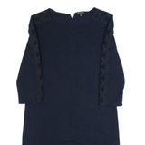 MASSIMO DUTTI Oversized Womens Shift Dress Blue Long Sleeve Knee Length XS