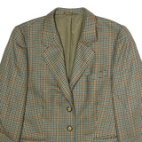 DELMOD INTERNATIONAL Womens Blazer Jacket Brown Wool 90s Houndstooth XL