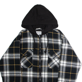WORKER Mens Lumberjack Jacket Black Flannel Hooded Check M