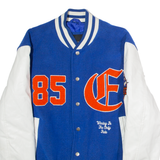 EIGHTY FIVE Mens Varsity Jacket Blue Faux Leather Colourblock M