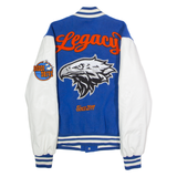 EIGHTY FIVE Mens Varsity Jacket Blue Faux Leather Colourblock M