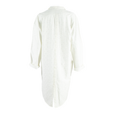 SOLVEIG Womens Shirt Dress White 90s Spotted Long Sleeve Knee Length L