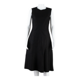 HOBBS Womens A-Line Dress Black Wool Sleeveless Midi UK 10