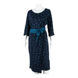 MONSOON Feather Design Womens A-Line Dress Blue Midi S