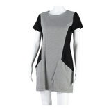 TED BAKER Womens Shift Dress Black Wool Houndstooth Short Sleeve Knee Length M