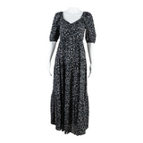 MINT VELVET Womens A-Line Dress Black Viscose Animal Print Long UK 8