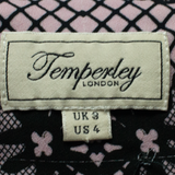 TEMPERLEY LONDON Womens Shift Dress Purple Floral Long Sleeve Knee Length UK 8