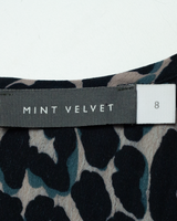 MINT VELVET Womens A-Line Dress Black Viscose Animal Print Long UK 8