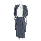 PHILIPPE GARAT Womens Pencil Dress Blue Viscose 90s Polka Dot Midi S