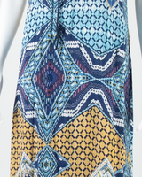 Oversized Womens Shift Dress Blue Crazy Pattern Sleeveless Long S