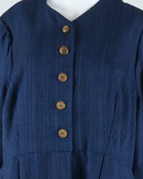 Womens A-Line Dress Blue Striped Long Sleeve Midi XL