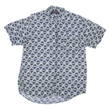 LOWES Mens Shirt Blue Viscose Geometric L