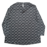 MARINA YACHTING Womens Printed Blouse Black Long Sleeve Geometric L