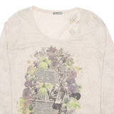 FIORELLA RUBINO Womens Printed Blouse Beige Long Sleeve Floral L