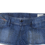 DIESEL Low Rise Womens Denim Shorts Blue Relaxed Animal Print M W32