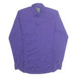 CALVIN KLEIN Stretch Fit Mens Plain Shirt Purple Long Sleeve M
