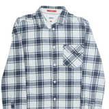 TOMMY HILFIGER Regular Fit Mens Flannel Shirt White Plaid Long Sleeve M