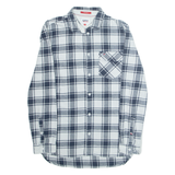 TOMMY HILFIGER Regular Fit Mens Flannel Shirt White Plaid Long Sleeve M