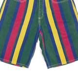 GUESS Mens Denim Shorts Green Relaxed 90s Striped M W30