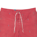 TOMMY HILFIGER Mesh Lined Mens Swimming Shorts Pink Crazy Pattern XL W19